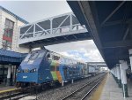 Northbound Tri-Rail Miami Central to Metrorail Transfer Shuttle train at Metrorail X-fer Station in Hialeah 